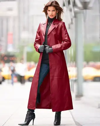 Leather Long Coat Womens