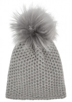 Grey Pompom Chunky Knit Beanie Cap - MI-12001