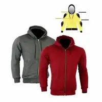 Motorcycle Mens Made With Kevlar Hoodie Full Protective Armoured Lined Hood - MI-1106