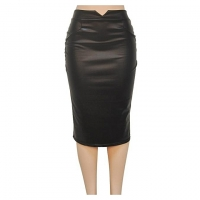Women Leather Skirt High Waist Slim Party Pencil Skirt - MI-1005