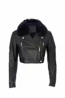 Faux Fur Cropped Leather Jacket - MI-403