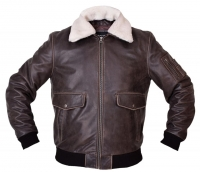 Pilot Jacket In Craker Leather With Genuine Sheep Shearling - MI-1607