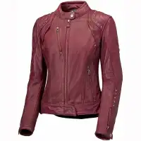 Motorbike Leather Jacket Ladies Burgundy - MI-601