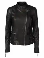 Biker Leather Jacket - Black - MI-603