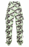 TALL NEON LIME CAMO POCKET DETAIL CARGO TROUSERS - MI-15010